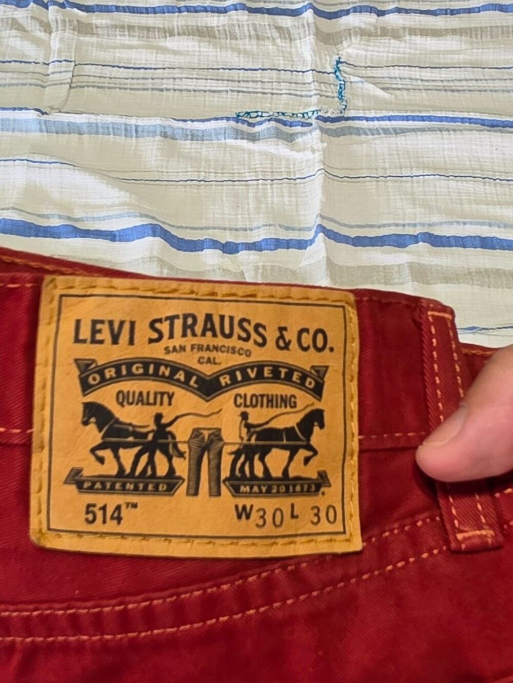 Custom Cut Levi’s 514 Red Denim Shorts – W30 - Picture 7 of 10